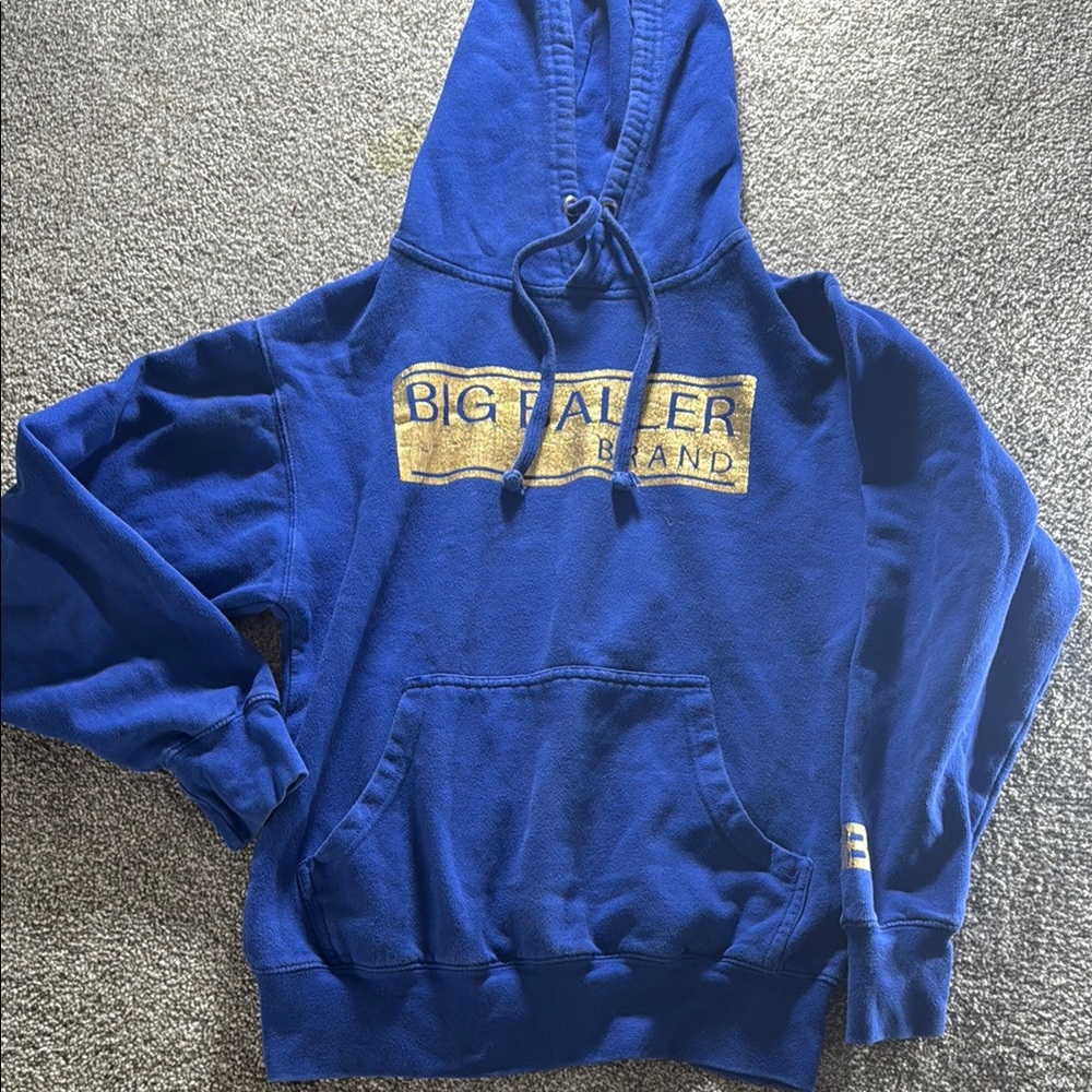 Blue and gold Big Baller Brand Men's Hoodie Size Small